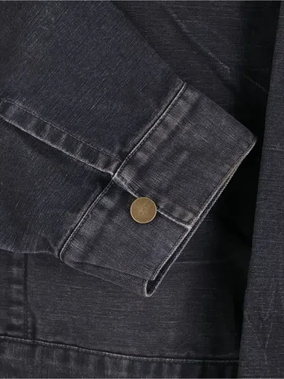 Fear Of God Mens Washed Black Utility Cropped Denim Jacket In Brown