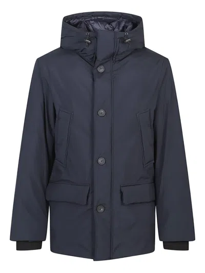 Woolrich Waterproof Nylon Parka With Duck Down Padding In Blue