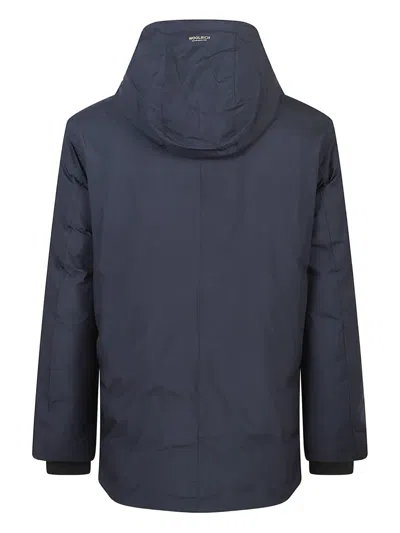 Woolrich Waterproof Nylon Parka With Duck Down Padding In Blue