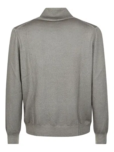 Fay Grey Fitted Virgin Wool Turtleneck Sweater In Gray
