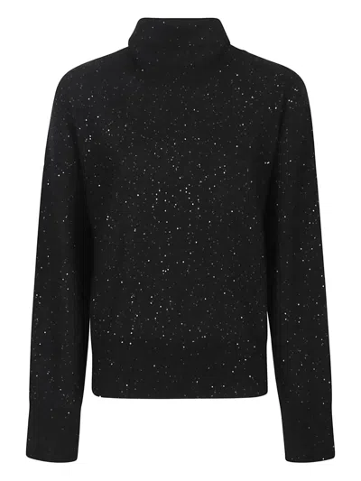 Fabiana Filippi Sequin Turtleneck Sweater Sweaters And Cardigans Black In Blue