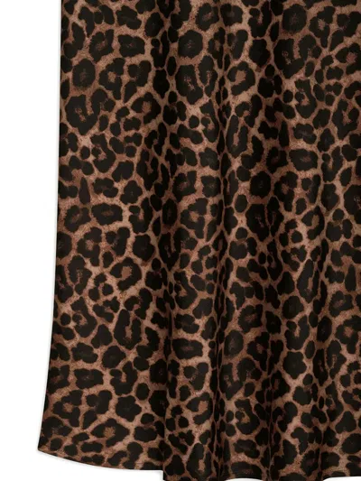 Anine Bing Printed Bar Silk Skirt Black And Brown Leopard