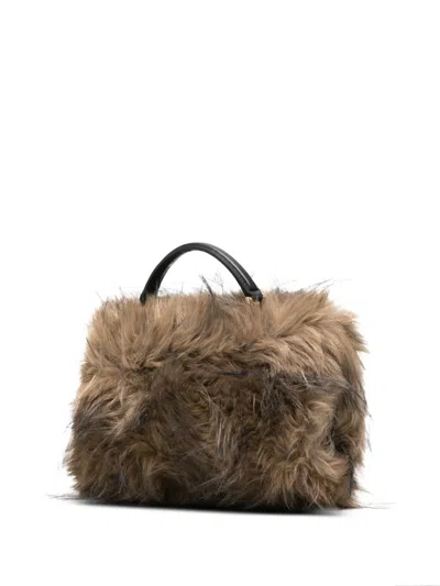 Sacai Faux Fur Muff In Brown