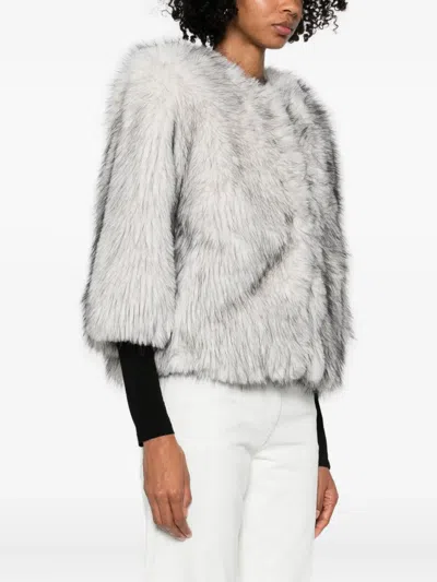 Betta Corradi Open-front Faux-fur Jacket In Gray
