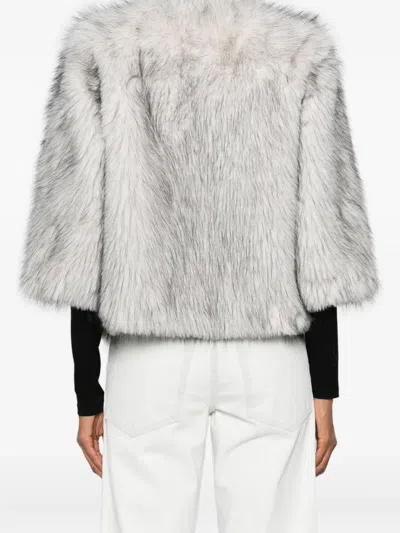 Betta Corradi Open-front Faux-fur Jacket In Gray