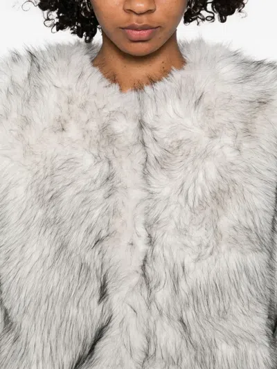Betta Corradi Open-front Faux-fur Jacket In Gray