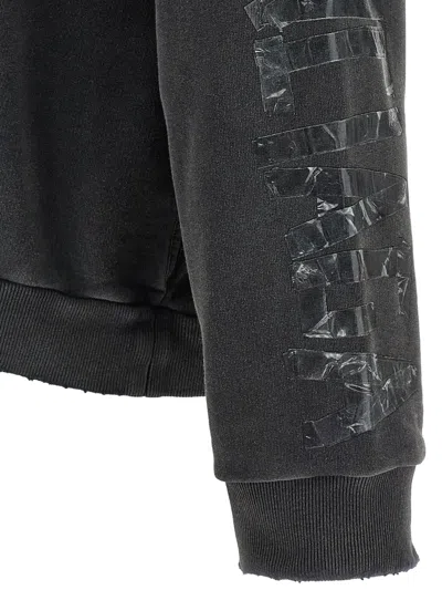 Balenciaga Men Transparent Tape Hoodie With Torn Pocket In Black
