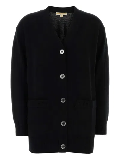 Michael Michael Kors Michael By Michael Kors Black Wool Oversize Cardigan In Black