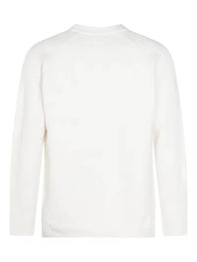 C.p. Company Timeless Crew Neck Sweater With Iconic Lens Detail In White