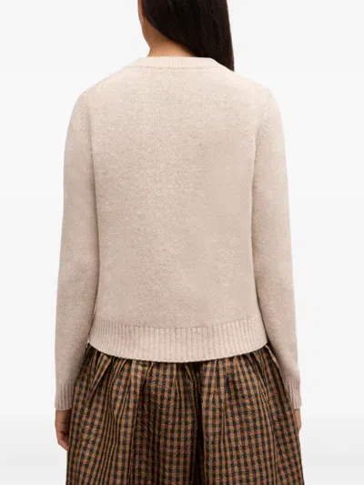 Ganni Beige Knitted Cardigan In Neutral