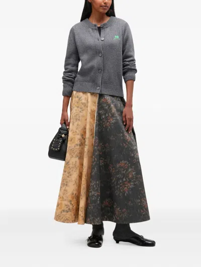 Ganni Future Knit Cardigan Crewneck In Gray