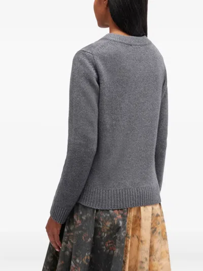 Ganni Future Knit Cardigan Crewneck In Gray