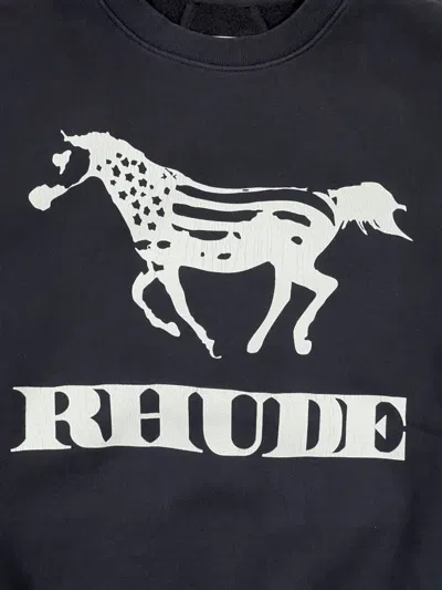 Rhude Black Crewneck Pullover In Black