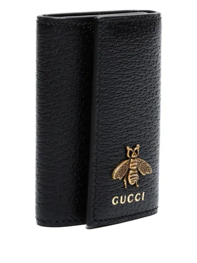 Pre-owned Gucci 2010-2025 Bee Keycase In Black
