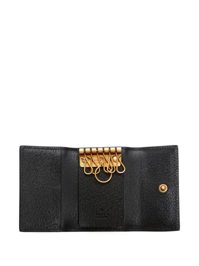 Pre-owned Gucci 2010-2025 Bee Keycase In Black