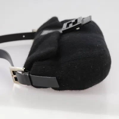Pre-owned Fendi Mamma Baguette Black Wool Shoulder Bag ()