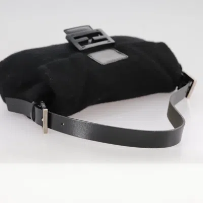 Pre-owned Fendi Mamma Baguette Black Wool Shoulder Bag ()