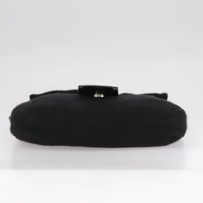 Pre-owned Fendi Mamma Baguette Black Wool Shoulder Bag ()