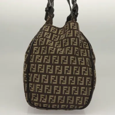 Pre-owned Fendi Zucchino Brown Canvas Shoulder Bag ()