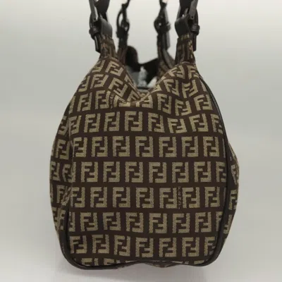 Pre-owned Fendi Zucchino Brown Canvas Shoulder Bag ()