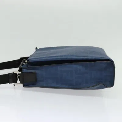 Pre-owned Fendi Zucca Blue Canvas, Leather Shoulder Bag ()