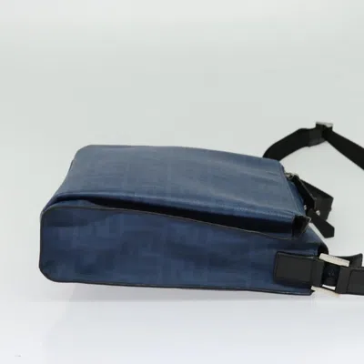 Pre-owned Fendi Zucca Blue Canvas, Leather Shoulder Bag ()