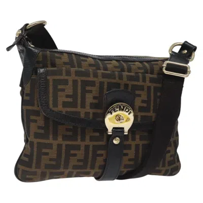 Pre-owned Fendi Zucchino Brown Canvas Shoulder Bag ()