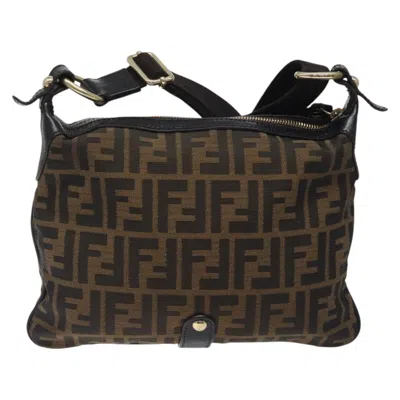 Pre-owned Fendi Zucchino Brown Canvas Shoulder Bag ()