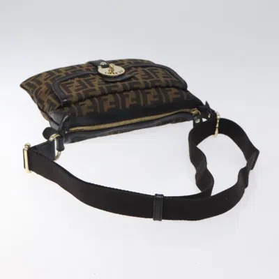 Pre-owned Fendi Zucchino Brown Canvas Shoulder Bag ()