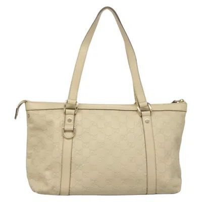 Pre-owned Gucci Abbey White Canvas, Leather Tote Bag ()