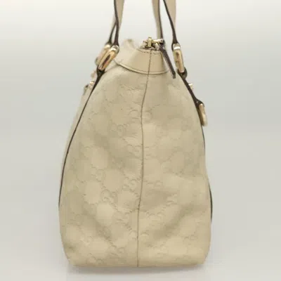 Pre-owned Gucci Abbey White Canvas, Leather Tote Bag ()