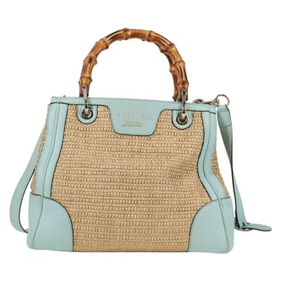 Pre-owned Gucci Bamboo Beige Leather Tote Bag ()