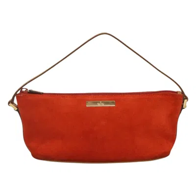 Pre-owned Gucci Baguette Orange Suede Clutch Bag ()