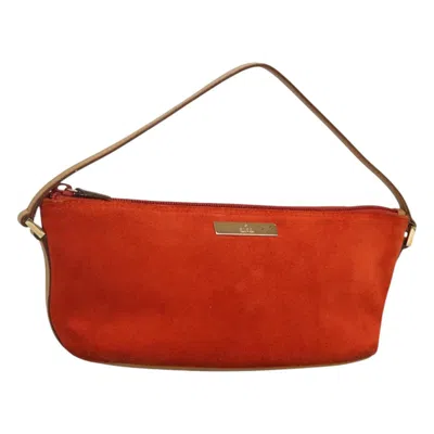 Pre-owned Gucci Baguette Orange Suede Clutch Bag ()