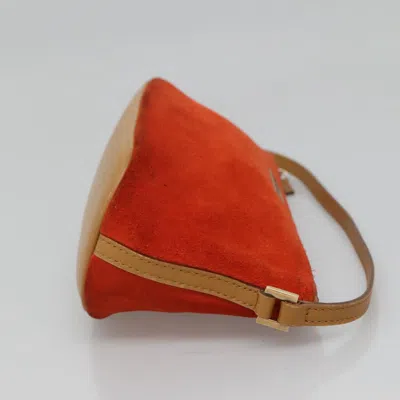 Pre-owned Gucci Baguette Orange Suede Clutch Bag ()