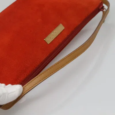 Pre-owned Gucci Baguette Orange Suede Clutch Bag ()