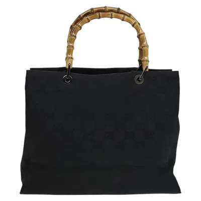 Pre-owned Gucci Bamboo Black Synthetic Tote Bag ()