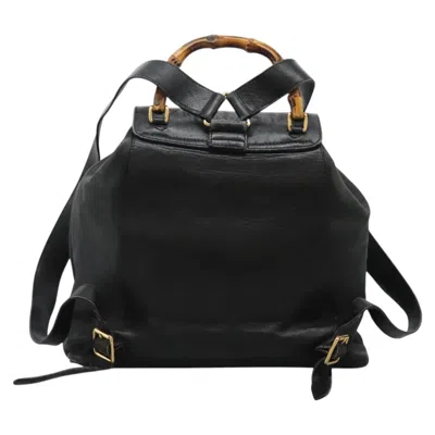 Pre-owned Gucci Bamboo Black Leather Backpack Bag ()