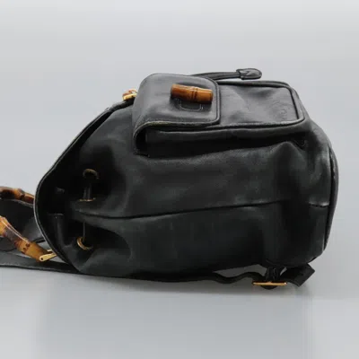 Pre-owned Gucci Bamboo Black Leather Backpack Bag ()