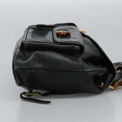 Pre-owned Gucci Bamboo Black Leather Backpack Bag ()