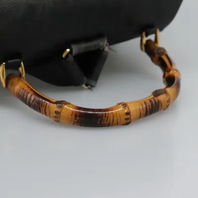 Pre-owned Gucci Bamboo Black Leather Backpack Bag ()
