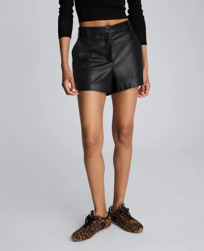 Kenneth Cole Faux Leather Fly Front Short In Black
