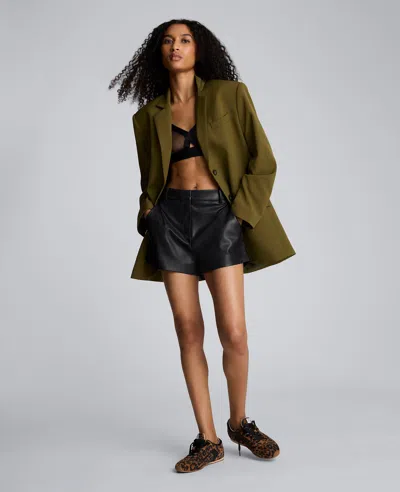 Kenneth Cole Faux Leather Fly Front Short In Black