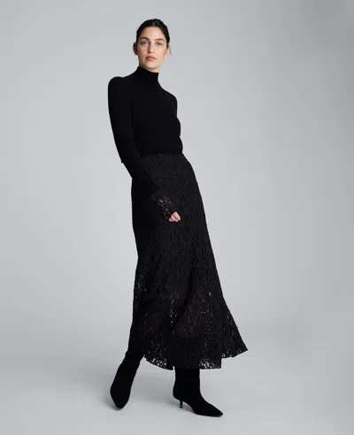 Kenneth Cole Merino Wool Cropped Mockneck Sweater In Black