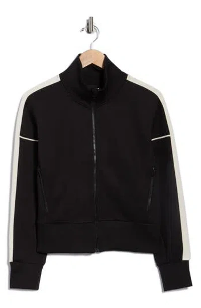 Layer 8 Archaeo Performance Scuba Knit Top In Black