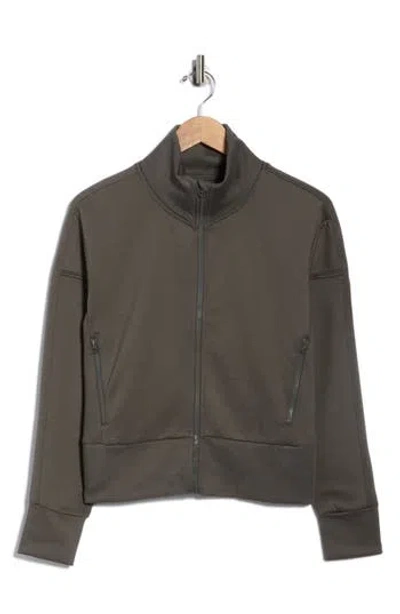 Layer 8 Archaeo Performance Scuba Knit Top In Gray