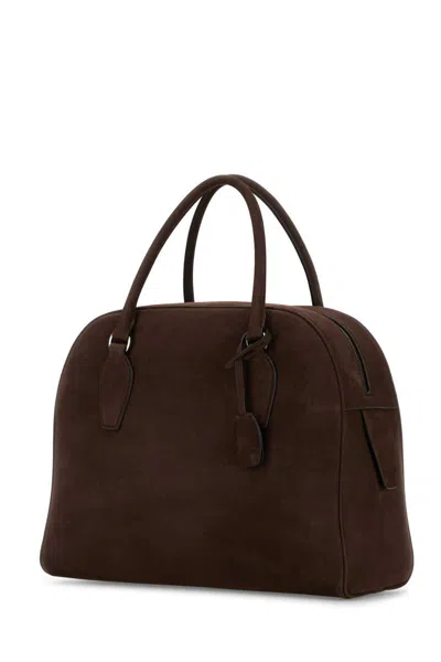 The Row Brown Suede India 12 Handbag In Brown