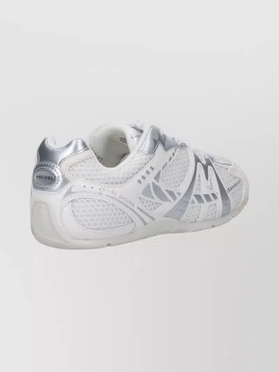 Marc Jacobs Low Top Sneakers With Mesh Upper And Metallic Accents In White