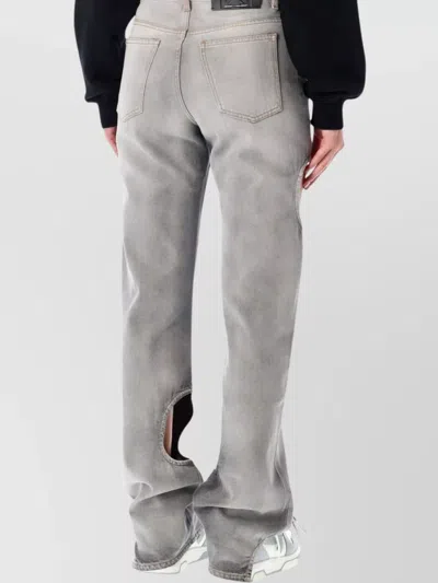 Off-white Cut-out Denim Trousers Featuring Belt Loops In Gray