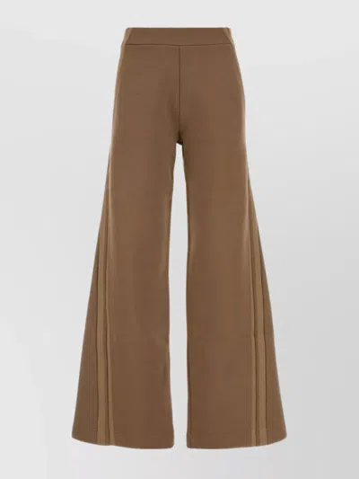 Max Mara High Waist Wide Leg Joggers With Seam Detailing In Brown
